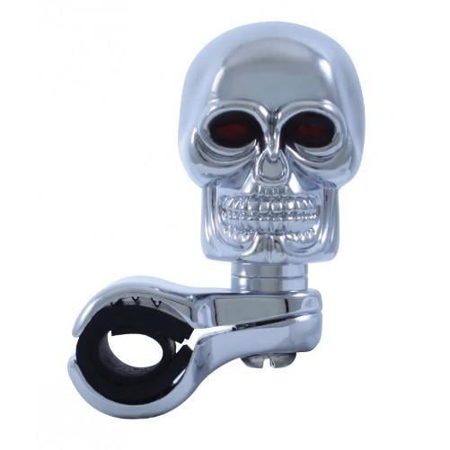 Lunsom Skull Shape Steering Suicide Spinner Big Eyes Resin Car Driving Wheel Knob Aid Turning Handle Control Grip Booster Fit Universal Vehicle Silver